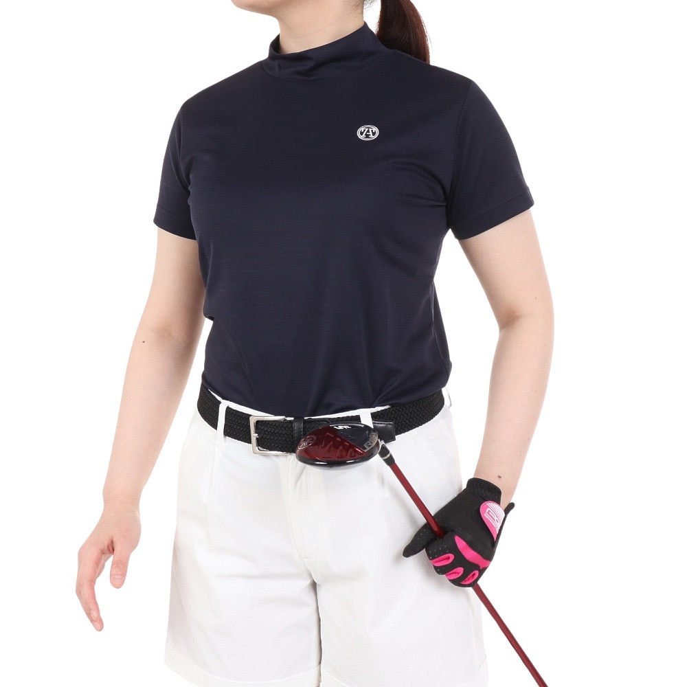 トミーアーマー（Tommy Armour）（レディース）ゴルフウェア 吸水 速乾 モックネック 半袖シャツ TATF23S070010 NVY