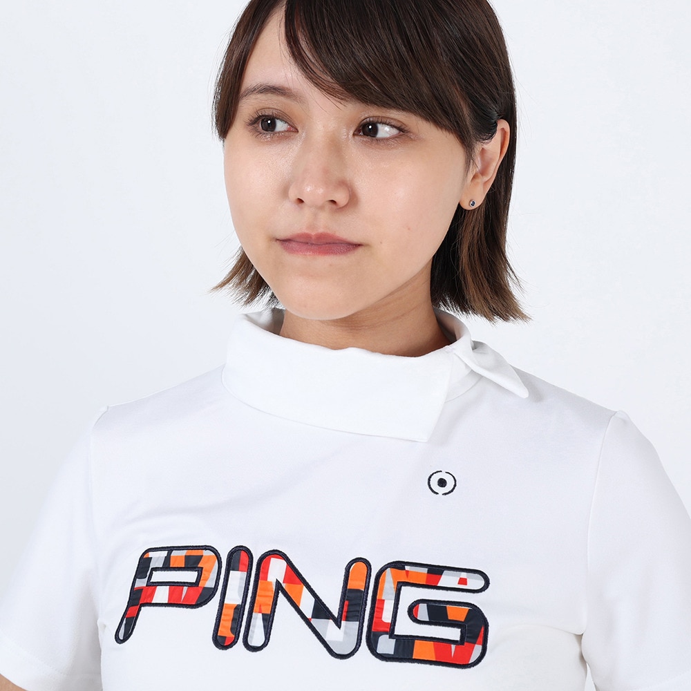 ピン（PING）（レディース）ゴルフウェア コットンライク天竺 半袖デザイン衿カットソー 622-3168308-030