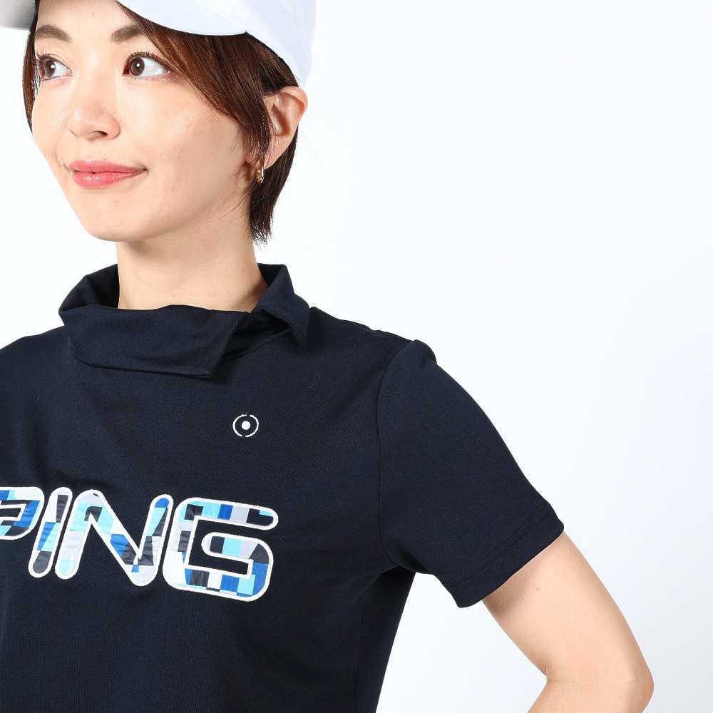 ピン（PING）（レディース）ゴルフウェア コットンライク天竺 半袖デザイン衿カットソー 622-3168308-120