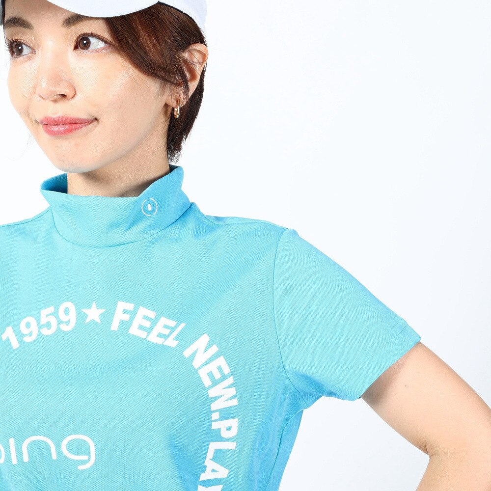 ピン（PING）（レディース）ゴルフウェア 吸水 速乾 半袖 グラフィックハイネックシャツ 622-3168312-110