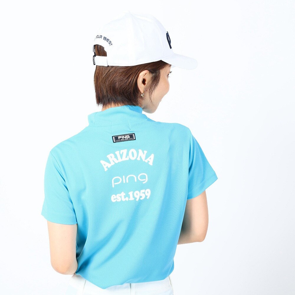 ピン（PING）（レディース）ゴルフウェア 吸水 速乾 半袖 グラフィックハイネックシャツ 622-3168312-110