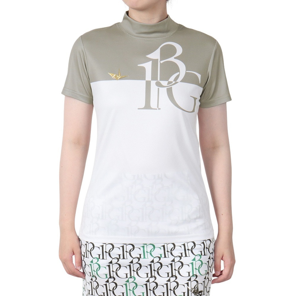 ウノ ピゥ ウノ ウグァーレ トレ（1PIU1UGUALE3）（レディース）ゴルフ 113G SIDE 半袖 モックネック シャツ GST142 BEG