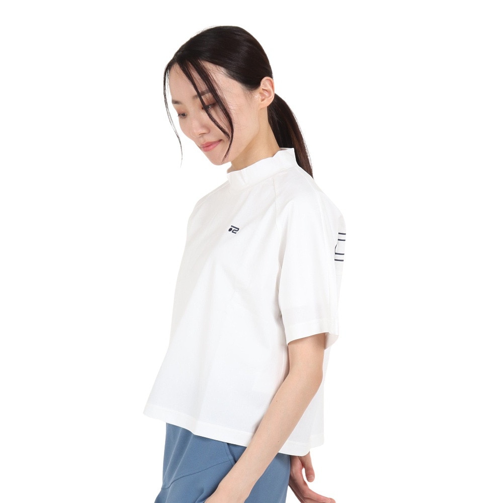 ROSASEN（レディース）ゴルフウェア 半袖 A-Line モックネックロゴTシャツ 048-29941-004