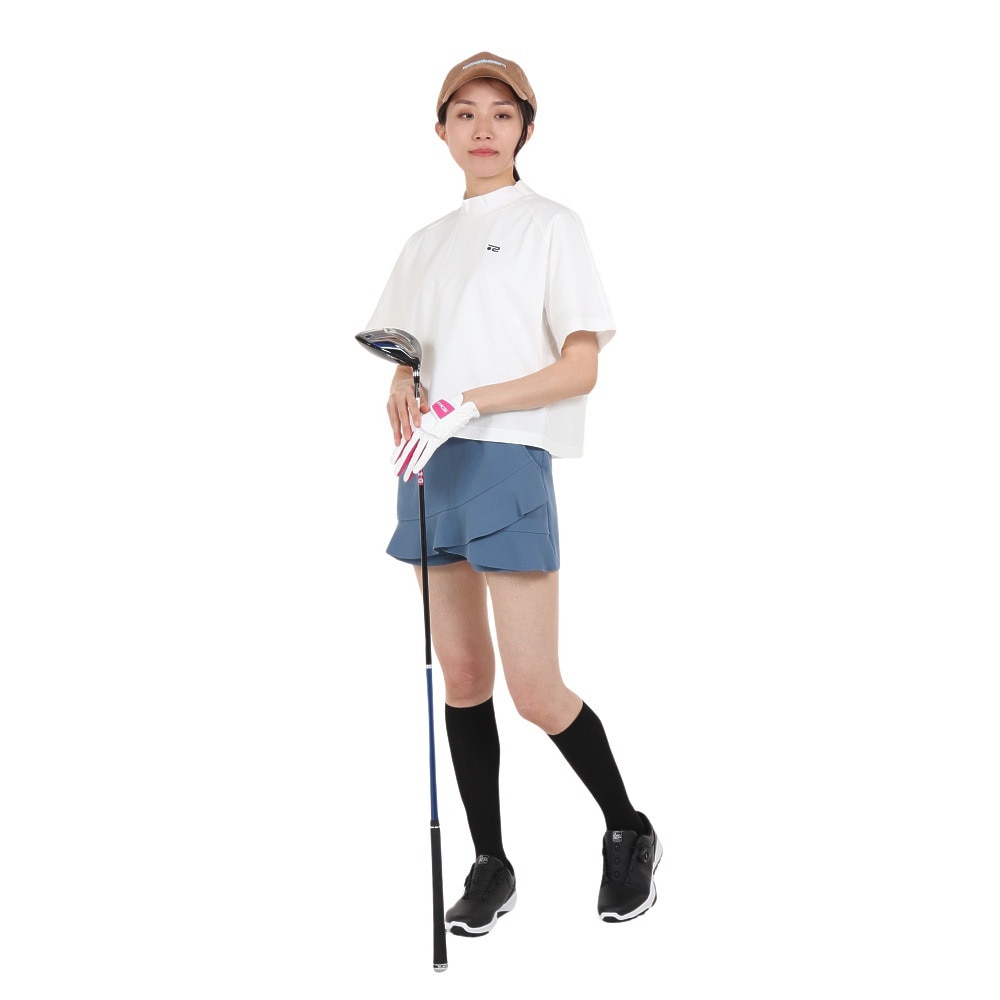 ROSASEN（レディース）ゴルフウェア 半袖 A-Line モックネックロゴTシャツ 048-29941-004