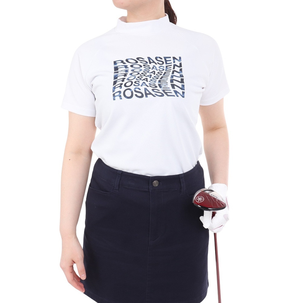 ROSASEN（レディース）ゴルフウェア 吸水速乾 テクニスタカノコ半袖モックネック 045-21241-005