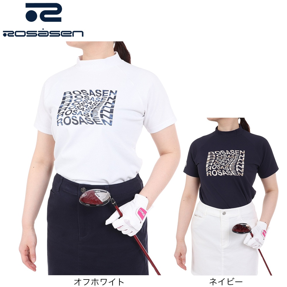 ROSASEN（レディース）ゴルフウェア 吸水速乾 テクニスタカノコ半袖モックネック 045-21241-005