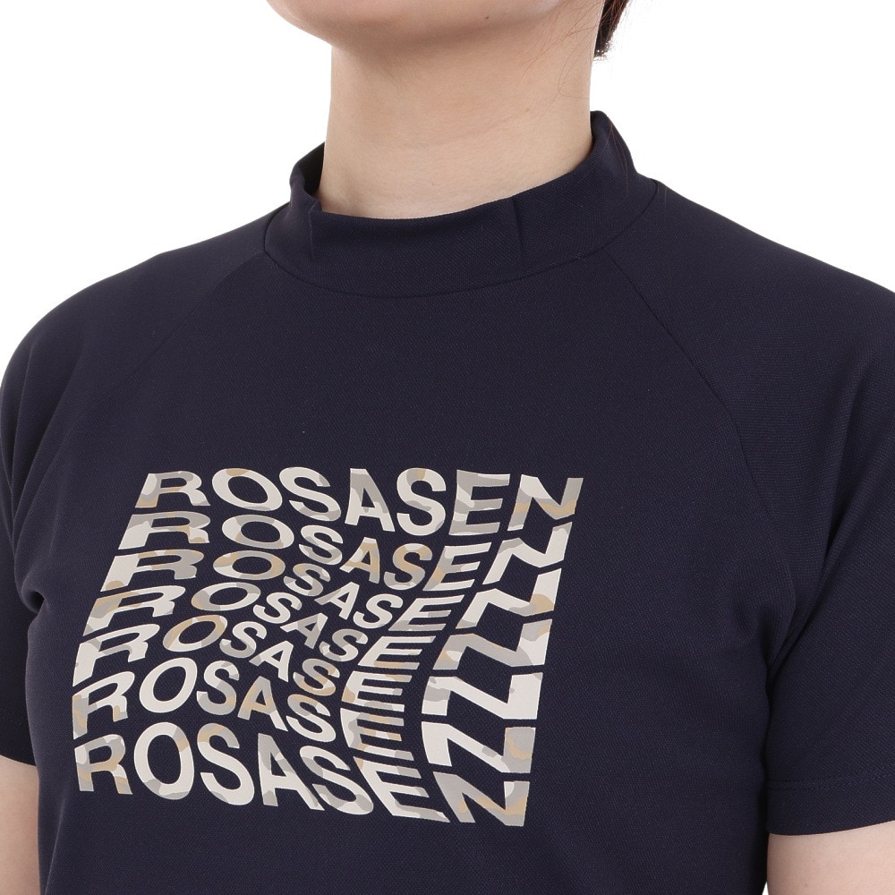 ROSASEN（レディース）ゴルフウェア 吸水速乾 テクニスタカノコ半袖モックネック 045-21241-098