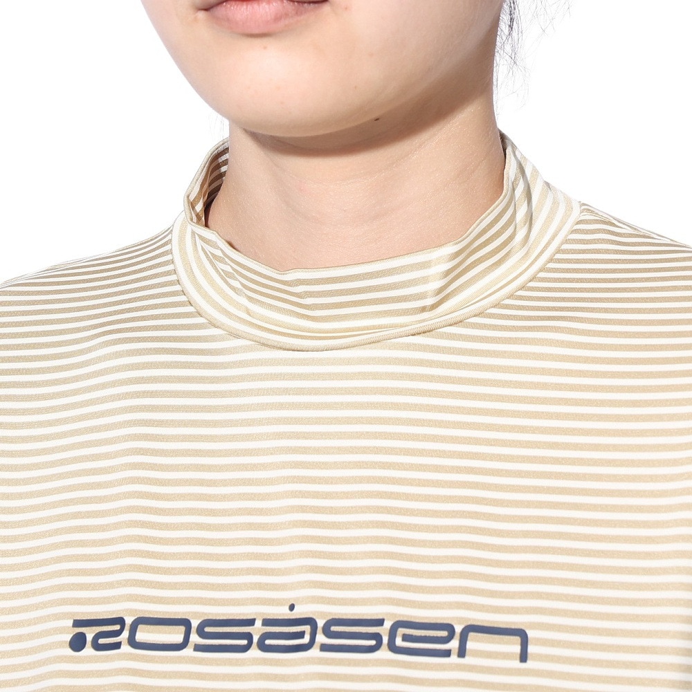 ROSASEN（レディース）ゴルフウェア モックネック 半袖 ストレッチボーダー 045-21344-052