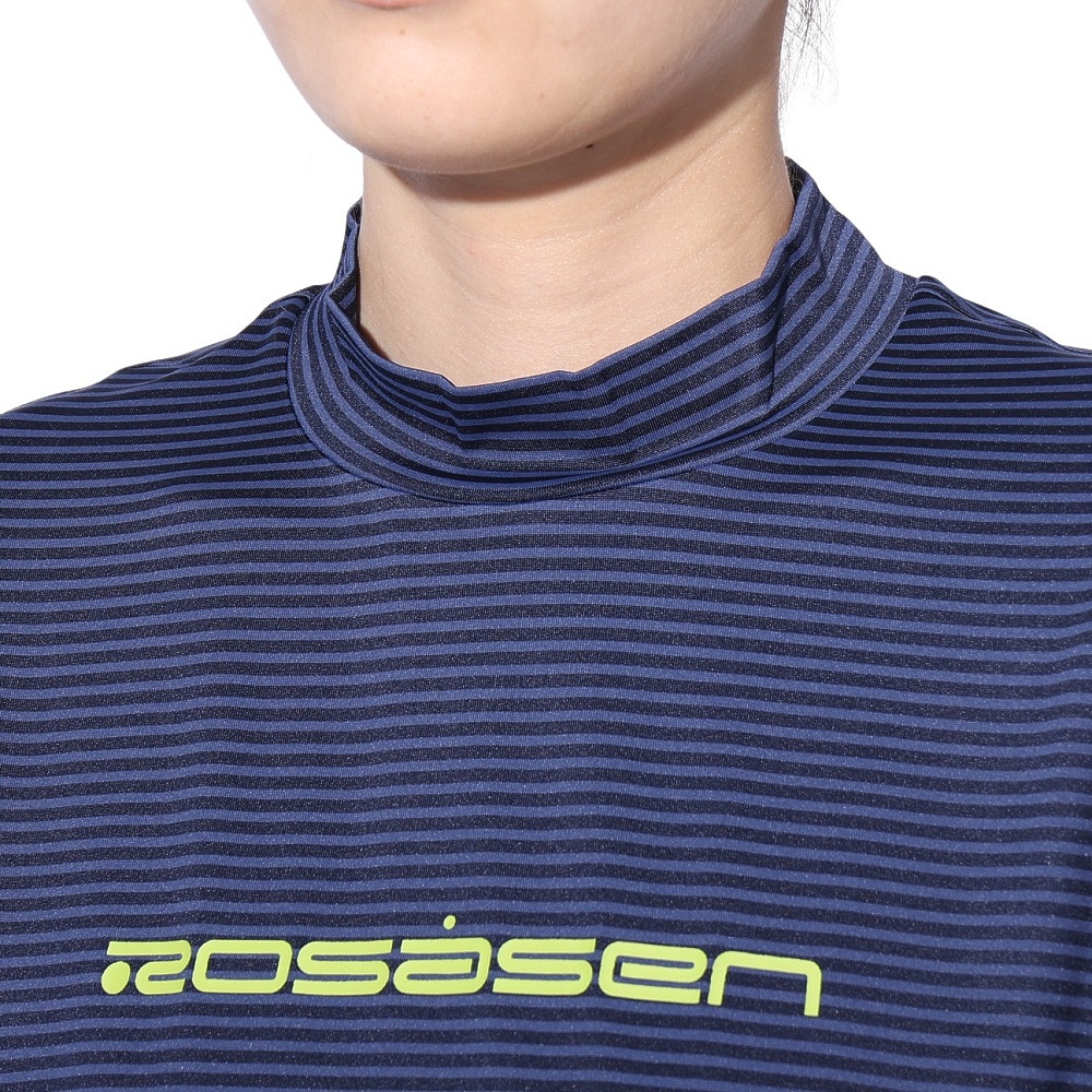 ROSASEN（レディース）ゴルフウェア モックネック 半袖 ストレッチボーダー 045-21344-098