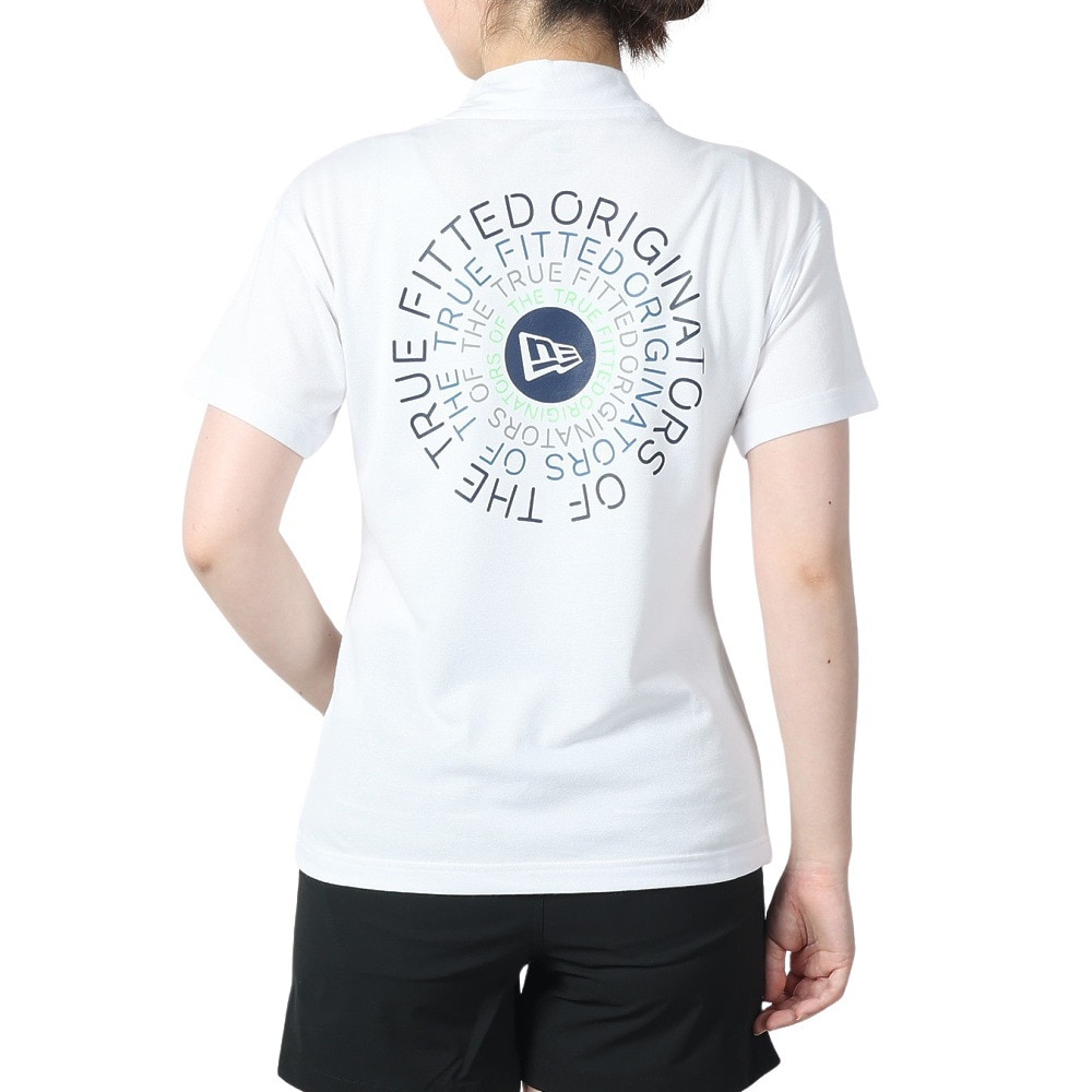 ニューエラ（NEW ERA）（レディース）ゴルフウェア 半袖モックネック 吸汗速乾 鹿の子 パフォーマンス Tシャツ Circle OOTTF 14108978