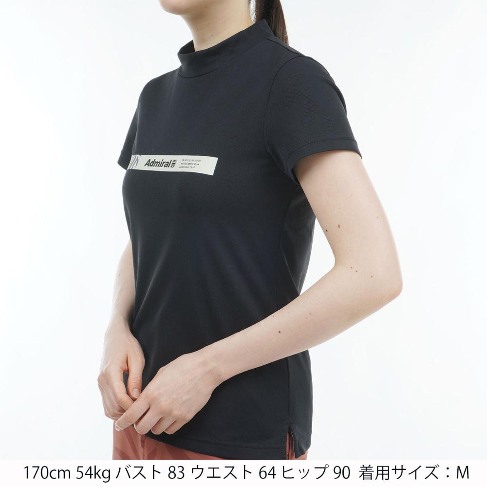 アドミラル ゴルフ（Admiral GOLF）（レディース）ゴルフウェア 半袖 ゼブラロゴ モックネックシャツ ADLA426-BLK