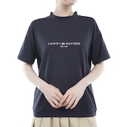 トミーヒルフィガー（TOMMY HILFIGER）（レディース）ゴルフ リラックスフィット半袖モックネックシャツ THLA418-BLK