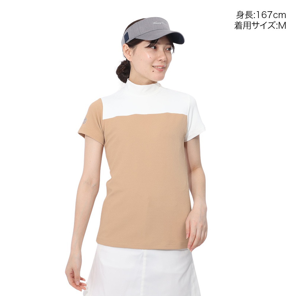 トミーアーマー（Tommy Armour）（レディース）ゴルフウェア 吸汗速乾 JAQ Waffle 半袖モックネック TANB24S070018 BEG