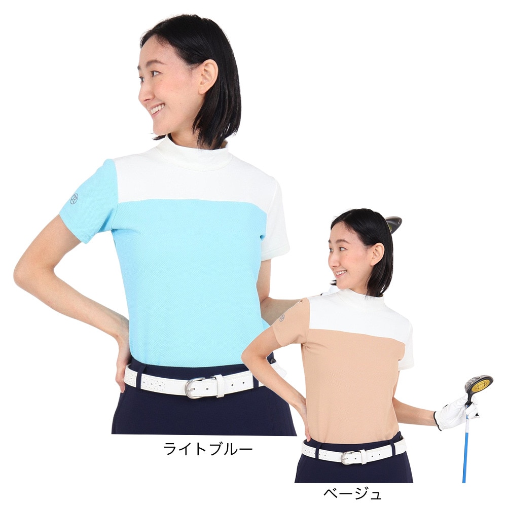 トミーアーマー（Tommy Armour）（レディース）ゴルフウェア 吸汗速乾 JAQ Waffle 半袖モックネック TANB24S070018 BEG