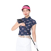 クランク（CLUNK）（レディース）ゴルフウェア 半袖 吸汗速乾 プリントハ-フジップモックシャツ KAITEKIRYU CL5RUG19 NVY
