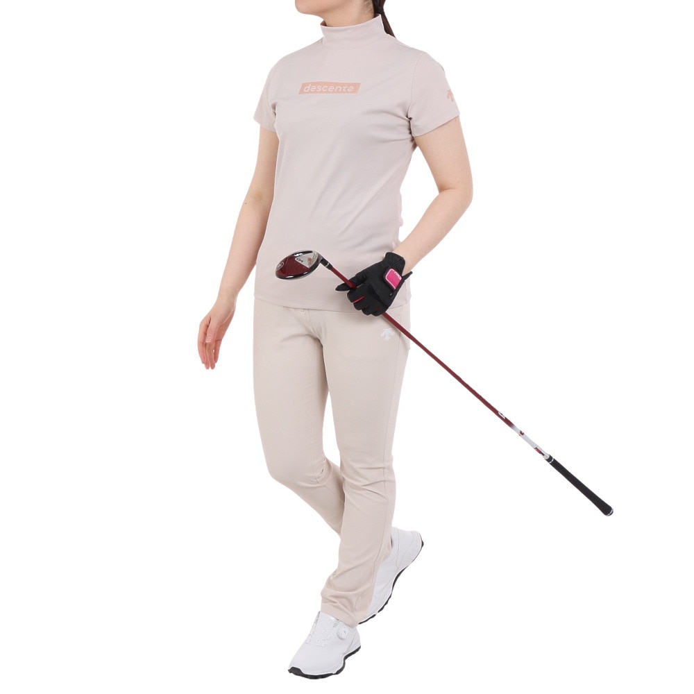 デサントゴルフ（DESCENTEGOLF）（レディース）ゴルフウェア 吸汗速乾 接触冷感 モックネックトリコットメッシュ 半袖シャツ DGWXJA07 BG00
