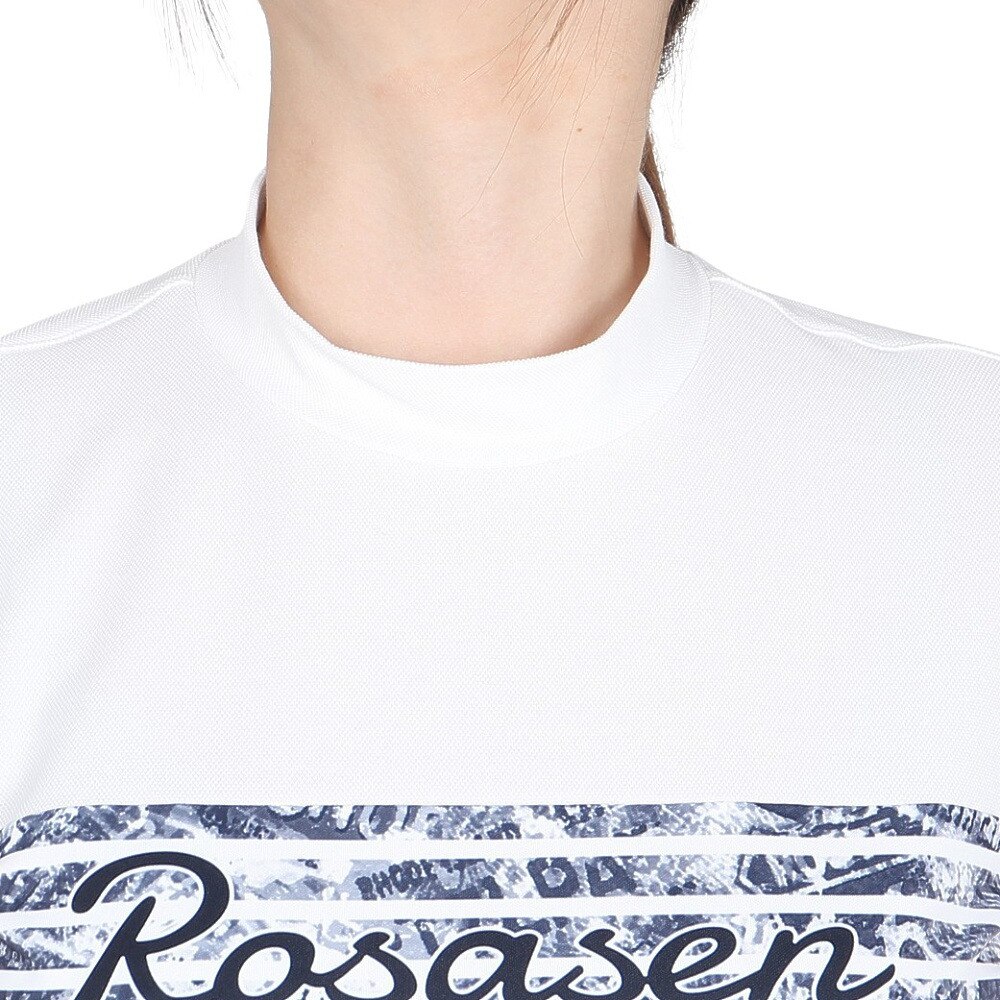 ROSASEN（レディース）ゴルフウェア 吸水速乾 ストレッチカノコインレー 半袖 モックネック 045-22741-005-24AW