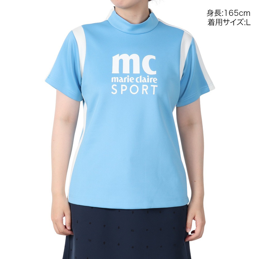 マリ・クレール スポール（marie claire sport）（レディース）ゴルフ 半袖 モックネック シャツ 713614 -BL