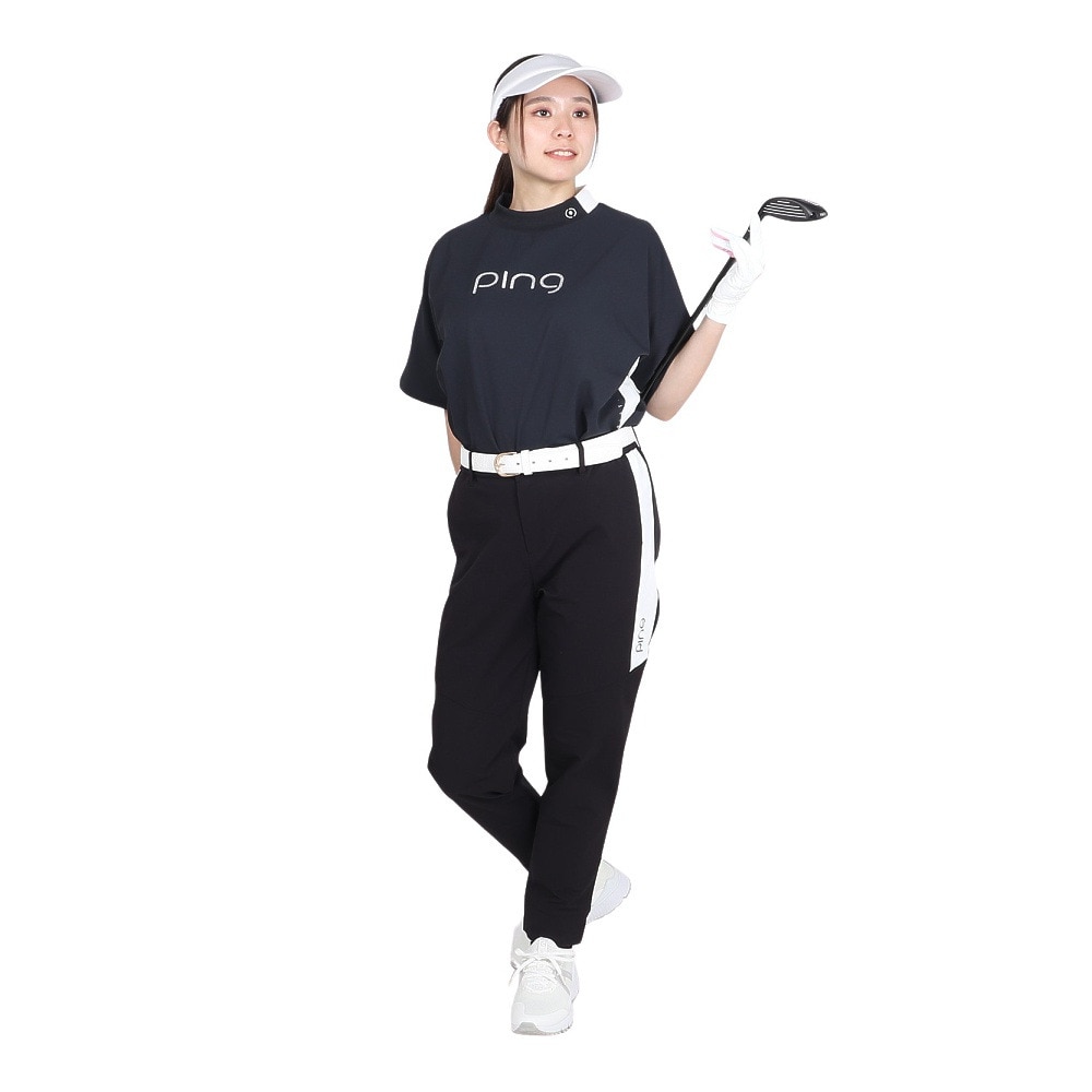 ピン（PING）（レディース）ゴルフウェア モックネック レディース ゴルフウェア ストレッチ布帛 半袖ハイネックシャツ 622-4267802-010