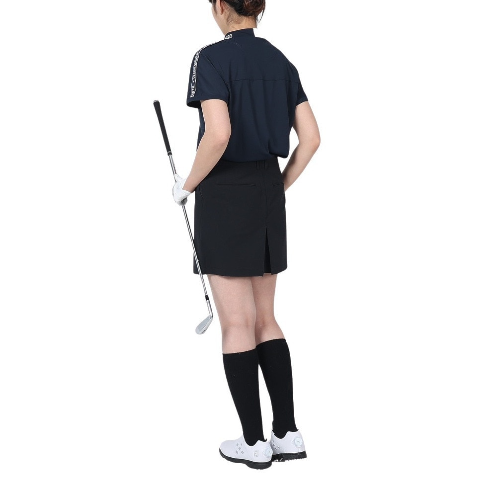 ルコックスポルティフ（lecoqsportif）（レディース）ゴルフウェア 半袖 吸水速乾 ワイドフィット モックネック袖ラインシャツ QGWXJA01 NV00