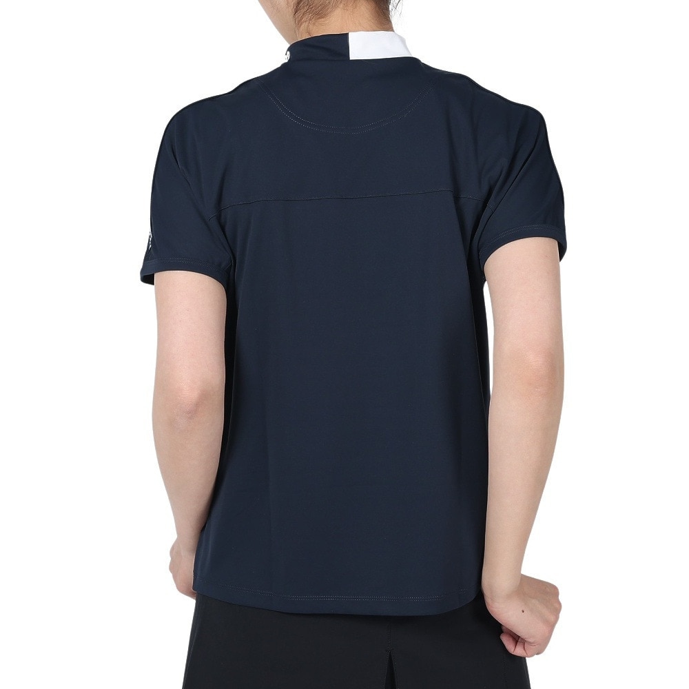 ルコックスポルティフ（lecoqsportif）（レディース）ゴルフウェア 半袖 吸水速乾 ワイドフィット モックネック袖ラインシャツ QGWXJA01 NV00