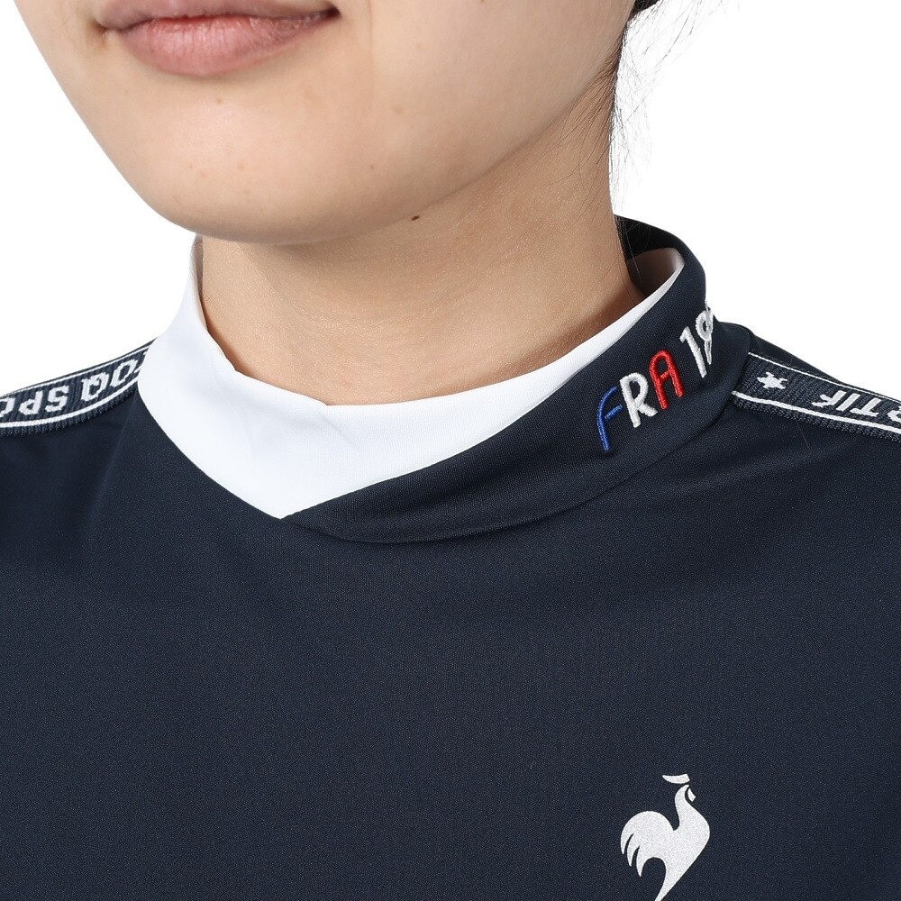 ルコックスポルティフ（lecoqsportif）（レディース）ゴルフウェア 半袖 吸水速乾 ワイドフィット モックネック袖ラインシャツ QGWXJA01 NV00