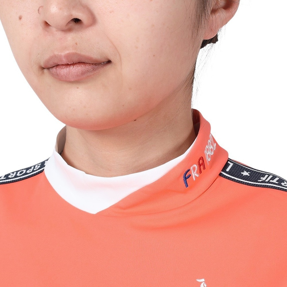 ルコックスポルティフ（lecoqsportif）（レディース）ゴルフウェア 半袖 吸水速乾 ワイドフィット モックネック袖ラインシャツ QGWXJA01 OR00