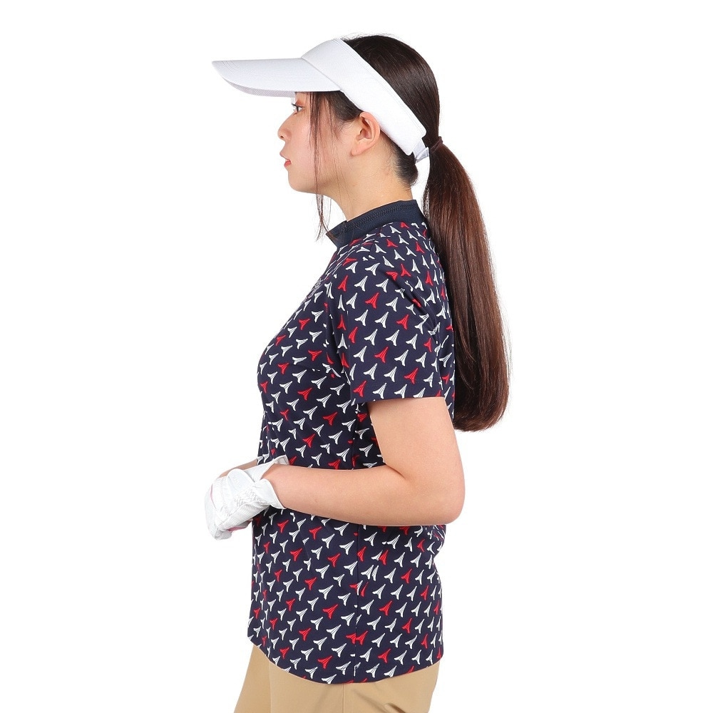 ルコックスポルティフ（lecoqsportif）（レディース）ゴルフウェア 半袖 ストレッチフォーサー エッフェル柄モックネックシャツ QGWXJA05 NV00
