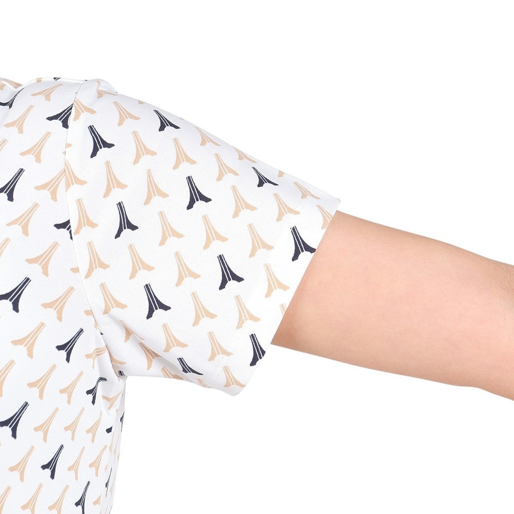 ルコックスポルティフ（lecoqsportif）（レディース）ゴルフウェア 半袖 ストレッチフォーサー エッフェル柄モックネックシャツ QGWXJA05 WH00