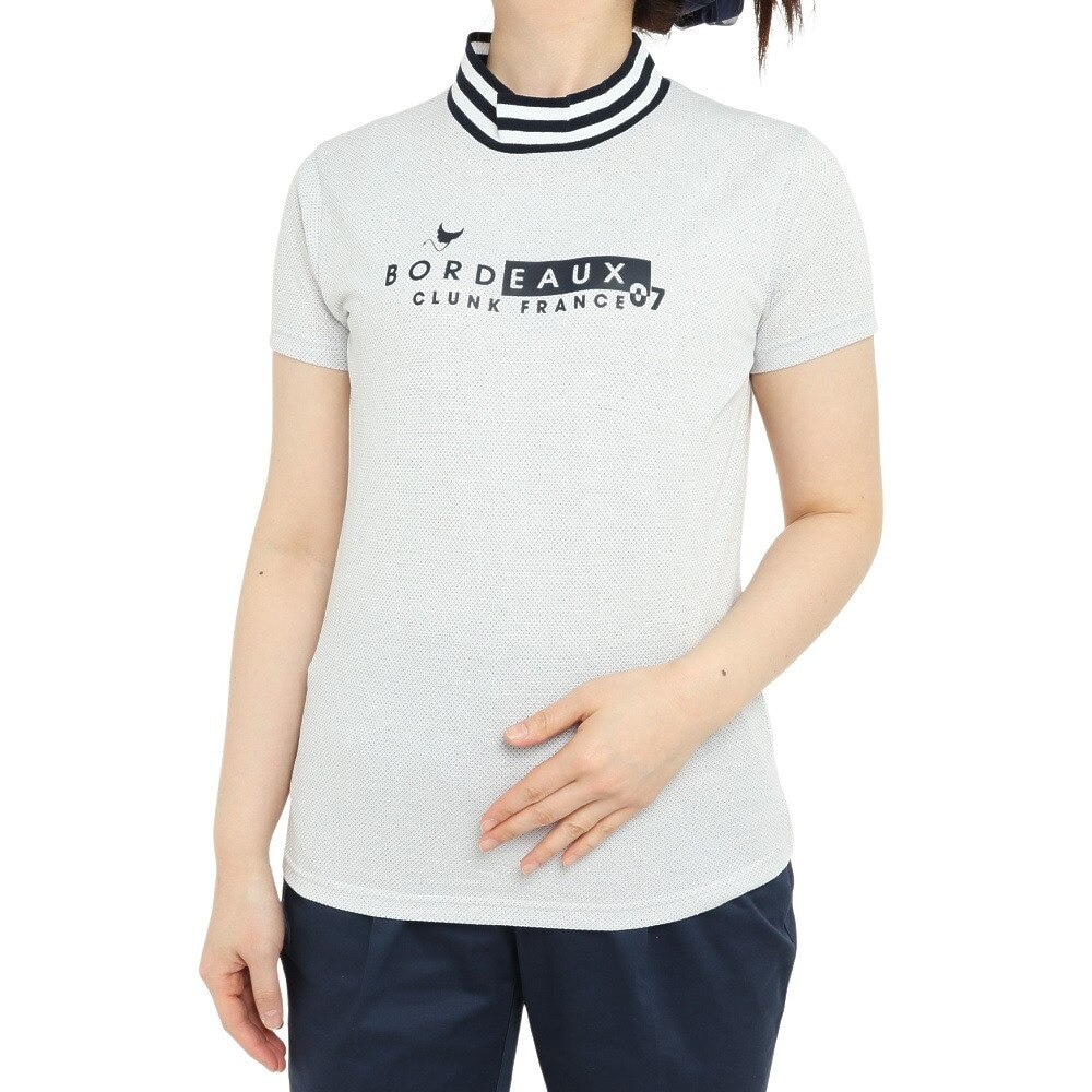 クランク（CLUNK）（レディース）ゴルフウェア 吸汗速乾 消臭 半袖モックネックシャツ  CL5PUG09 WHT