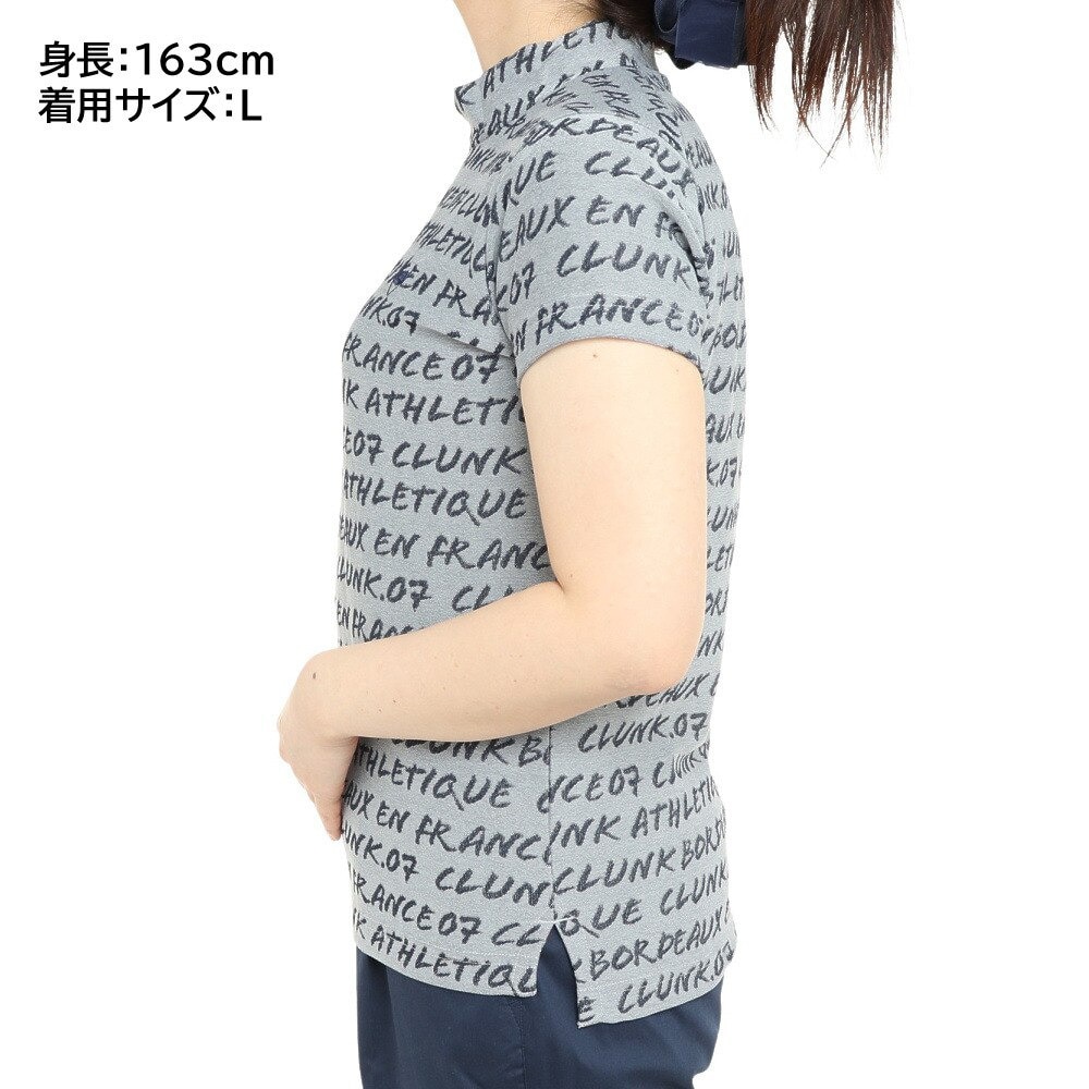 クランク（CLUNK）（レディース）ゴルフウェア 吸汗 速乾 消臭 半袖 ジャガードモックシャツ CL5PUG13 GRY
