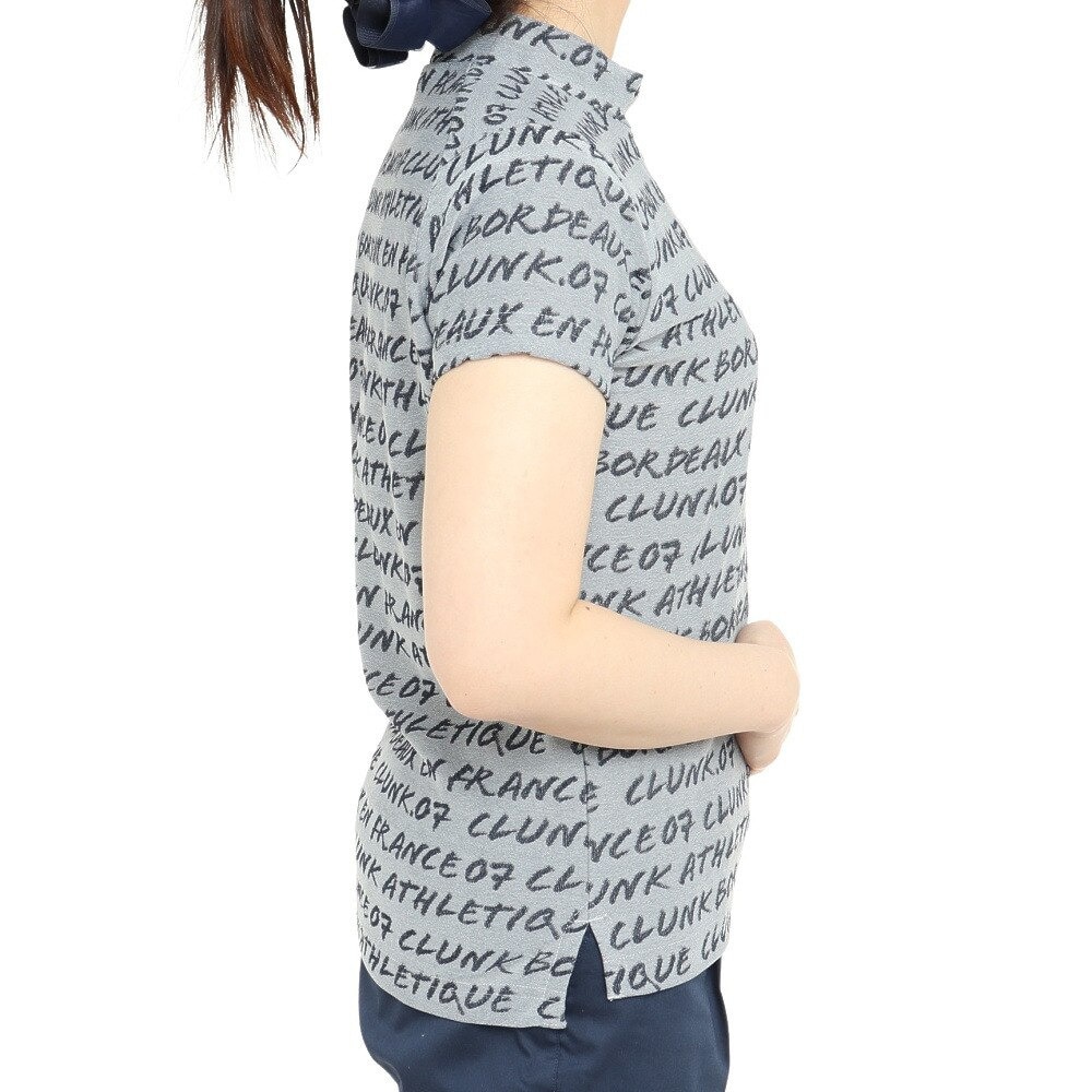 クランク（CLUNK）（レディース）ゴルフウェア 吸汗 速乾 消臭 半袖 ジャガードモックシャツ CL5PUG13 GRY