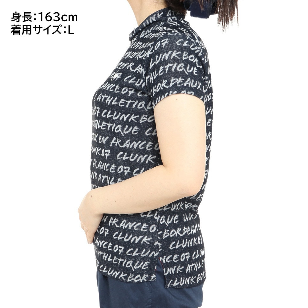クランク（CLUNK）（レディース）ゴルフウェア 吸汗 速乾 消臭 半袖 ジャガードモックシャツ CL5PUG13 NVY