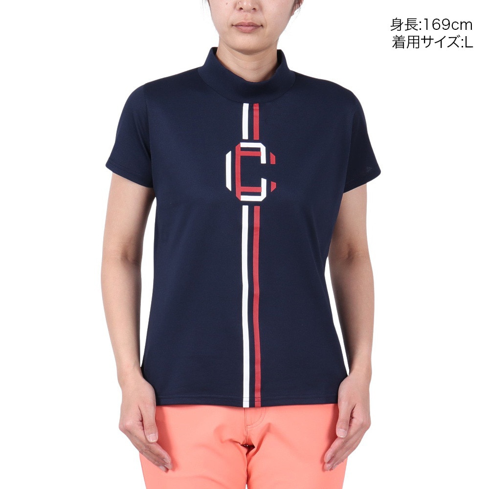 クランク（CLUNK）（レディース）ゴルフウェア 吸汗速乾 消臭 半袖 C モックネックシャツ CL5PUG53 NVY