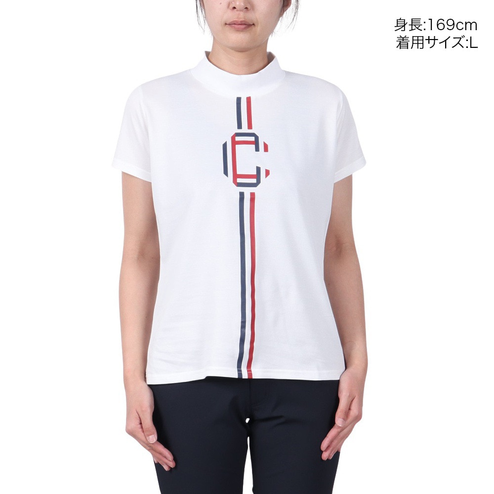 クランク（CLUNK）（レディース）ゴルフウェア 吸汗速乾 消臭 半袖 C モックネックシャツ CL5PUG53 WHT