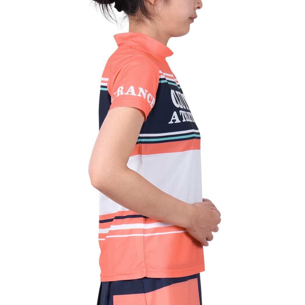 クランク（CLUNK）（レディース）ゴルフ 吸汗速乾 半袖 マルチボーダー モックネックシャツ CL5PUG55 SMP