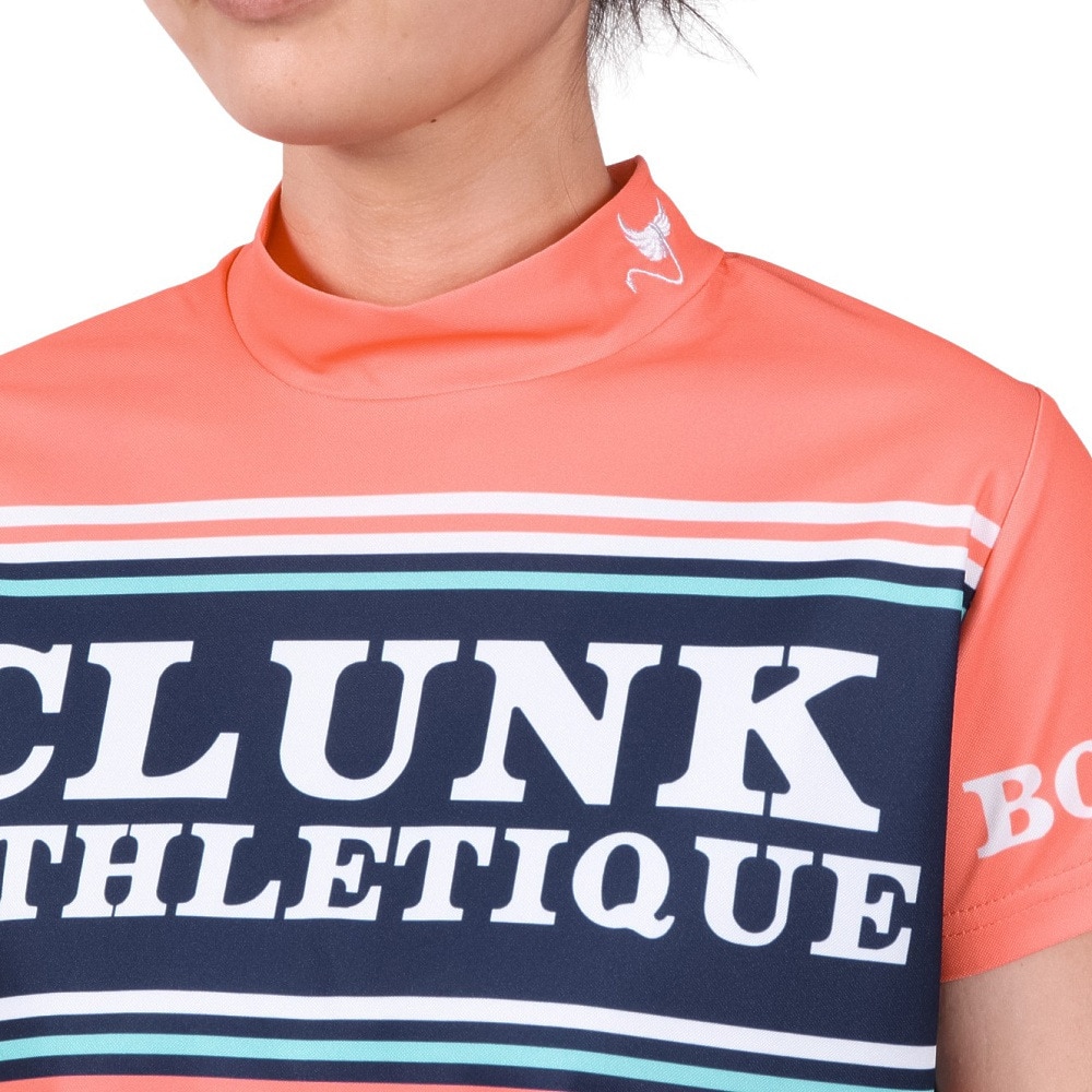 クランク（CLUNK）（レディース）ゴルフ 吸汗速乾 半袖 マルチボーダー モックネックシャツ CL5PUG55 SMP