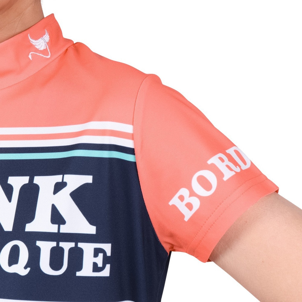 クランク（CLUNK）（レディース）ゴルフ 吸汗速乾 半袖 マルチボーダー モックネックシャツ CL5PUG55 SMP