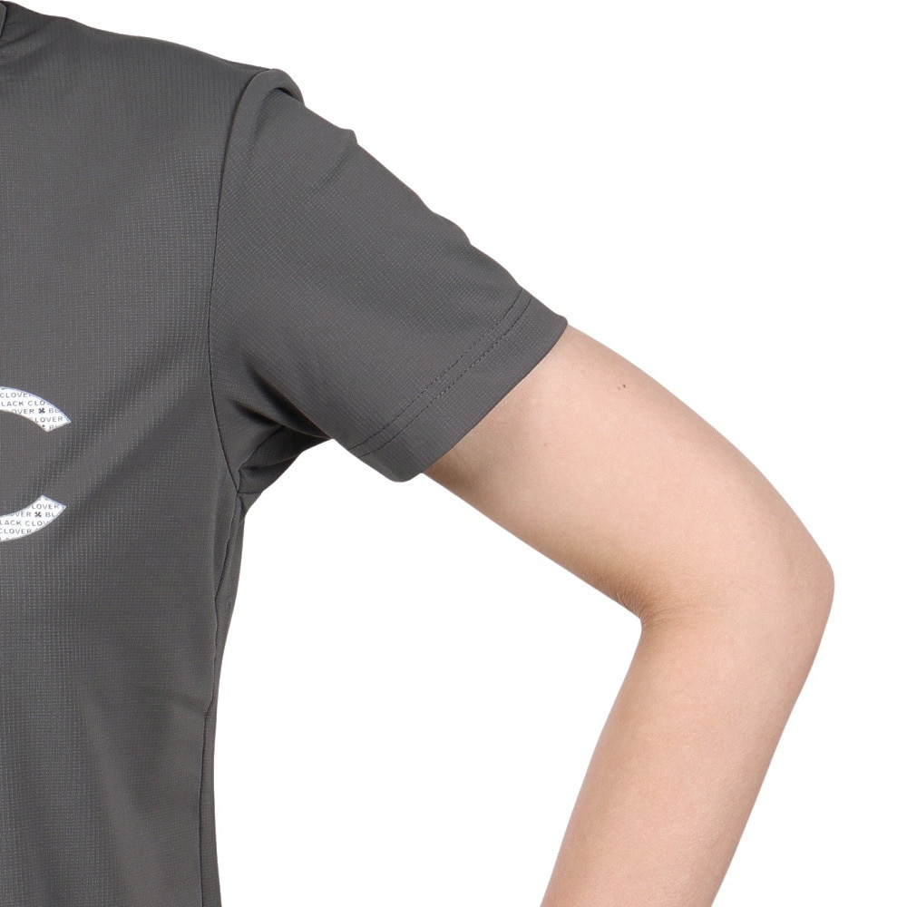 ブラッククローバー（Black Clover）（レディース）ゴルフウェア 吸水速乾 半袖 ビッグロゴ ハイネックTシャツ BA5RUG08 GRY