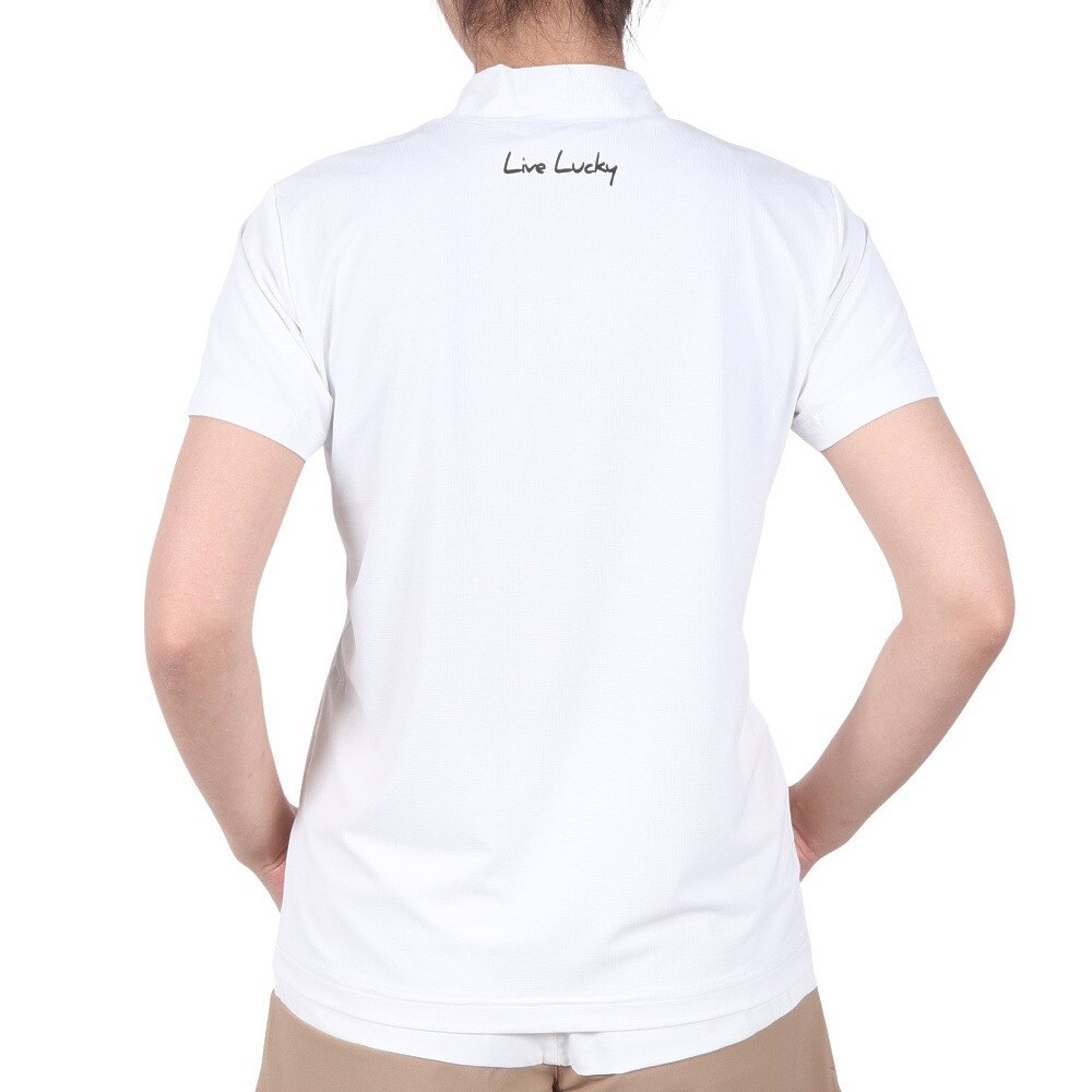 ブラッククローバー（Black Clover）（レディース）ゴルフウェア 吸水速乾 半袖 ビッグロゴ ハイネックTシャツ BA5RUG08 WHT