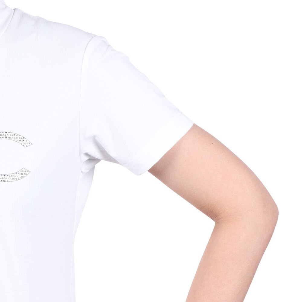 ブラッククローバー（Black Clover）（レディース）ゴルフウェア 吸水速乾 半袖 ビッグロゴ ハイネックTシャツ BA5RUG08 WHT