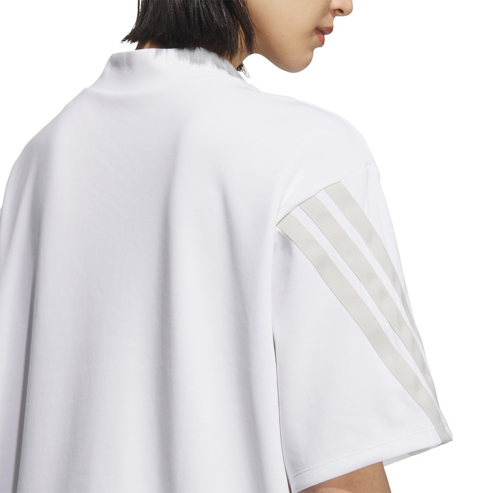 アディダス（adidas）（レディース）ゴルフウェア 吸湿 スリーストライプス ボックスシルエット 半袖 モックネックシャツ KTI91-JF4606W