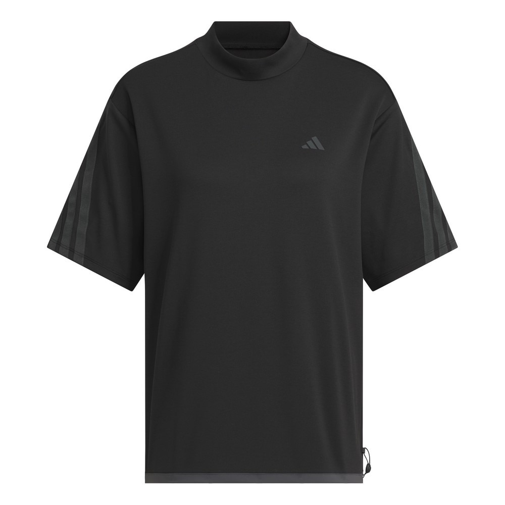 アディダス（adidas）（レディース）ゴルフウェア 吸湿 スリーストライプス ボックスシルエット 半袖 モックネックシャツ KTI91-JF4607BLK