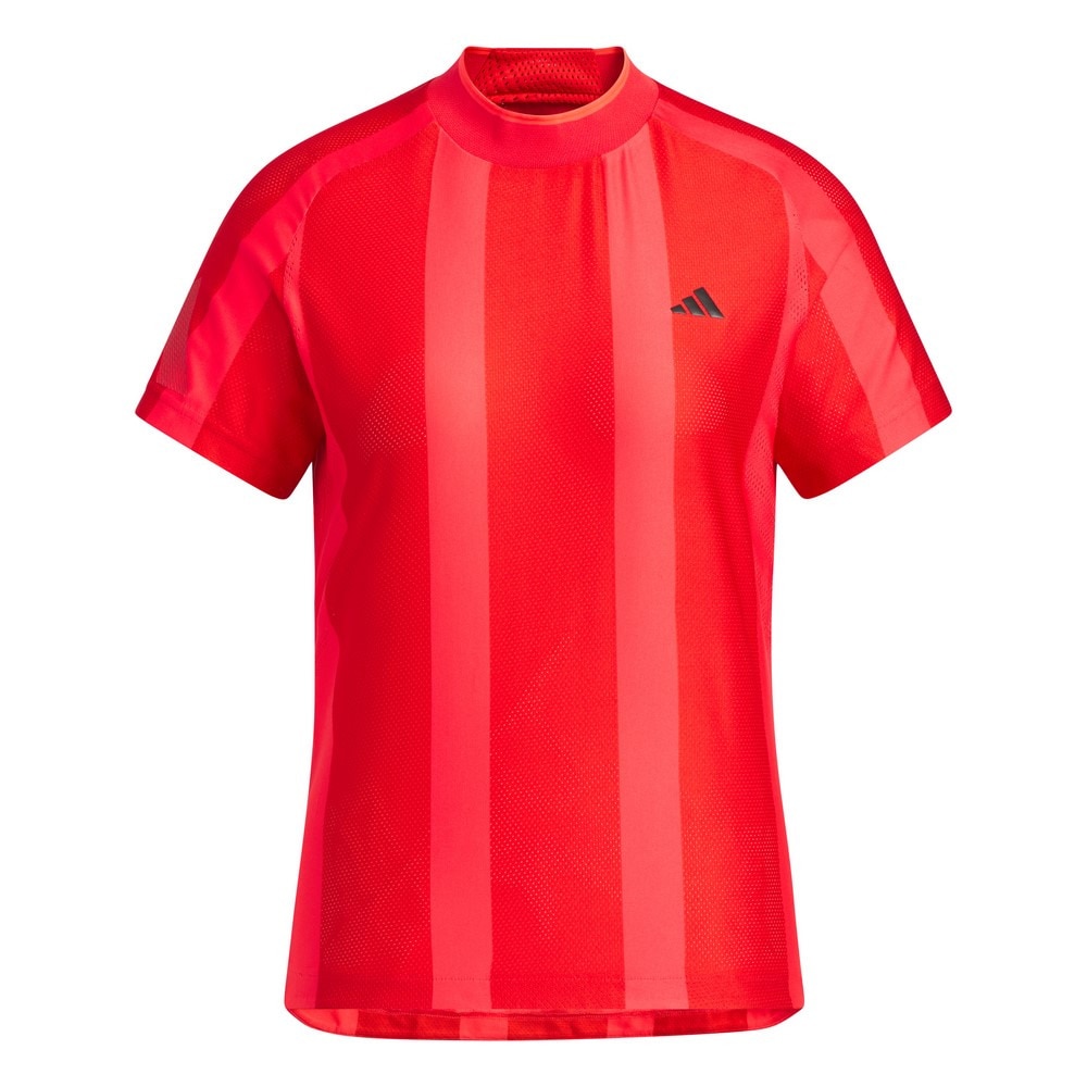 アディダス（adidas）（レディース）ゴルフウェア 吸湿 アディゼロ メッシュ 半袖 モックネックシャツ KUK65-JG1345RED