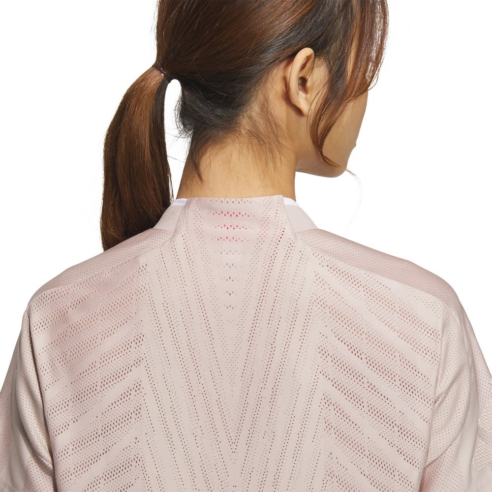 アディダス（adidas）（レディース）ゴルフウェア 吸湿 アディゼロ メッシュ 半袖 モックネックシャツ KUK65-JG1346PNK