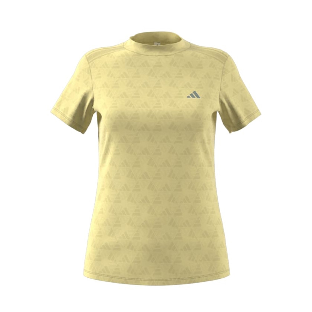 アディダス（adidas）（レディース）モックネック ゴルフ 半袖 BOSロゴ柄デボス モックネック半袖シャツ KTI74-JF4557YEL