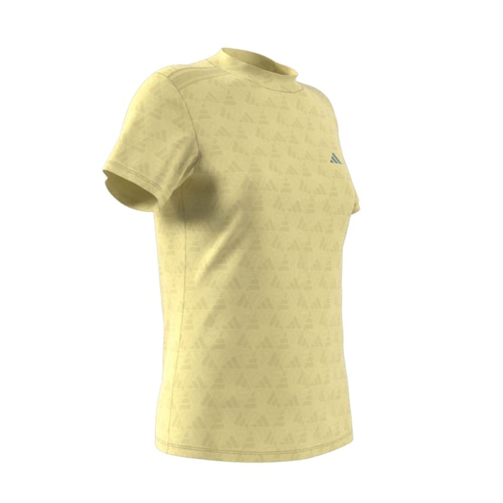 アディダス（adidas）（レディース）モックネック ゴルフ 半袖 BOSロゴ柄デボス モックネック半袖シャツ KTI74-JF4557YEL