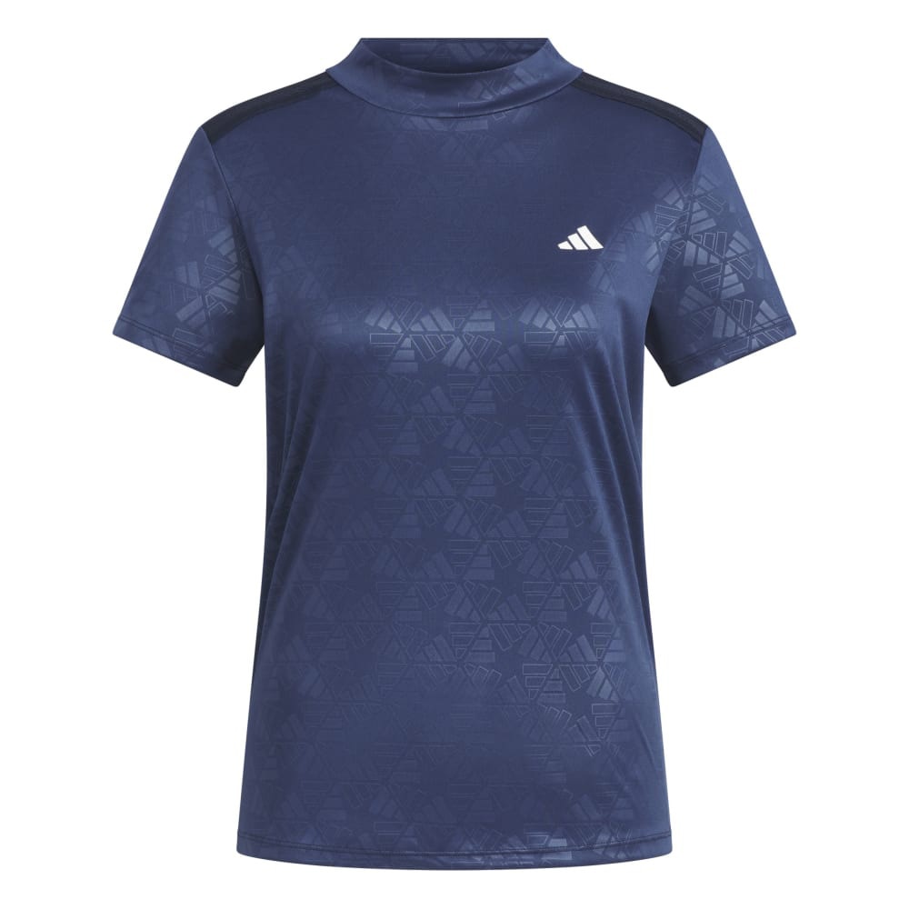 アディダス（adidas）（レディース）モックネック ゴルフ 半袖 BOSロゴ柄デボス モックネック半袖シャツ KTI74-JF4558NVY