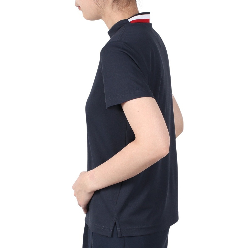 トミー ヒルフィガー ゴルフ（TOMMY HILFIGER GOLF）（レディース）ゴルフウェア 吸水速乾 抗菌防臭 フロントロゴ 半袖モックネックシャツ THLA512-NVY
