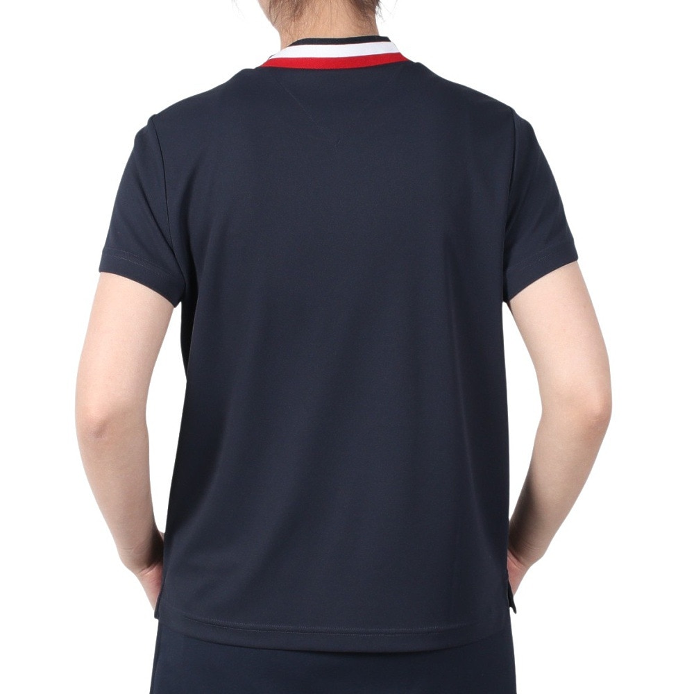 トミー ヒルフィガー ゴルフ（TOMMY HILFIGER GOLF）（レディース）ゴルフウェア 吸水速乾 抗菌防臭 フロントロゴ 半袖モックネックシャツ THLA512-NVY